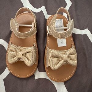 Gold Bow Kids Sandals